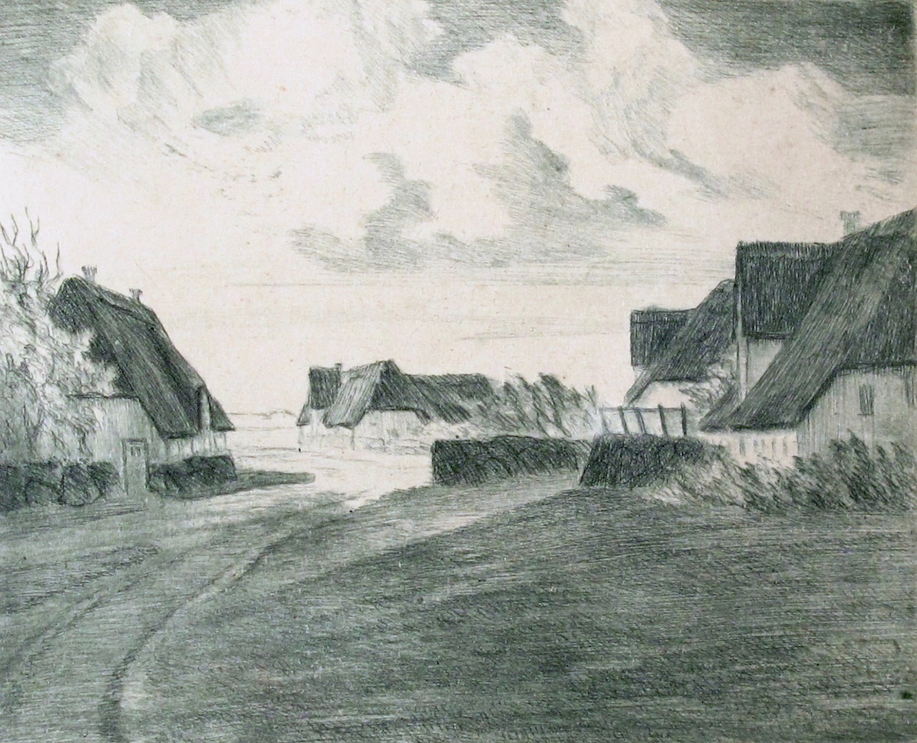 Radierung Alt-Westerland um 1900, Künstler unbekannt